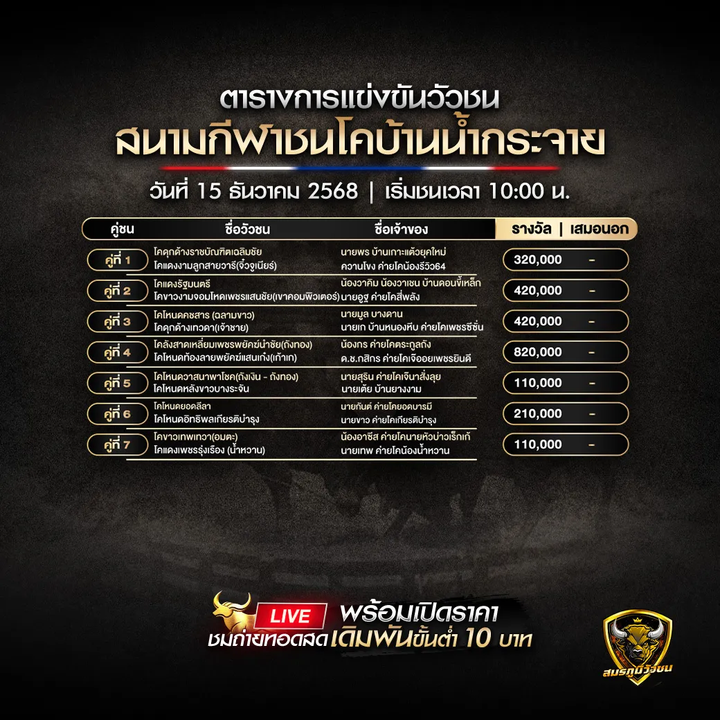 สนามกีฬาชนโคบ้านน้ำกระจาย 15.12.68