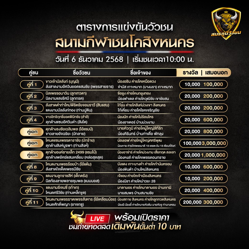 สนามกีฬาชนโคสิงหนคร 06.12.68